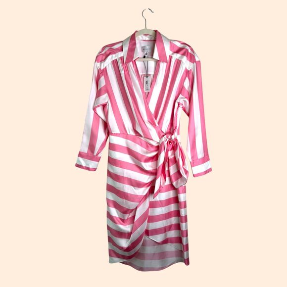 Milly Silk Striped Wrap Dress - Picture 1 of 6
